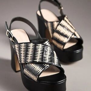 Anthropologie Cross-Strap Woven Platform Sandal